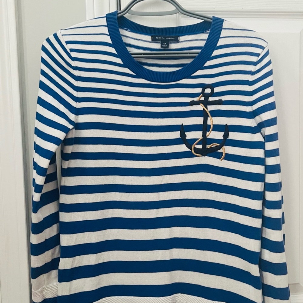 Tommy Hilfiger Nautical Blue and White Striped Top